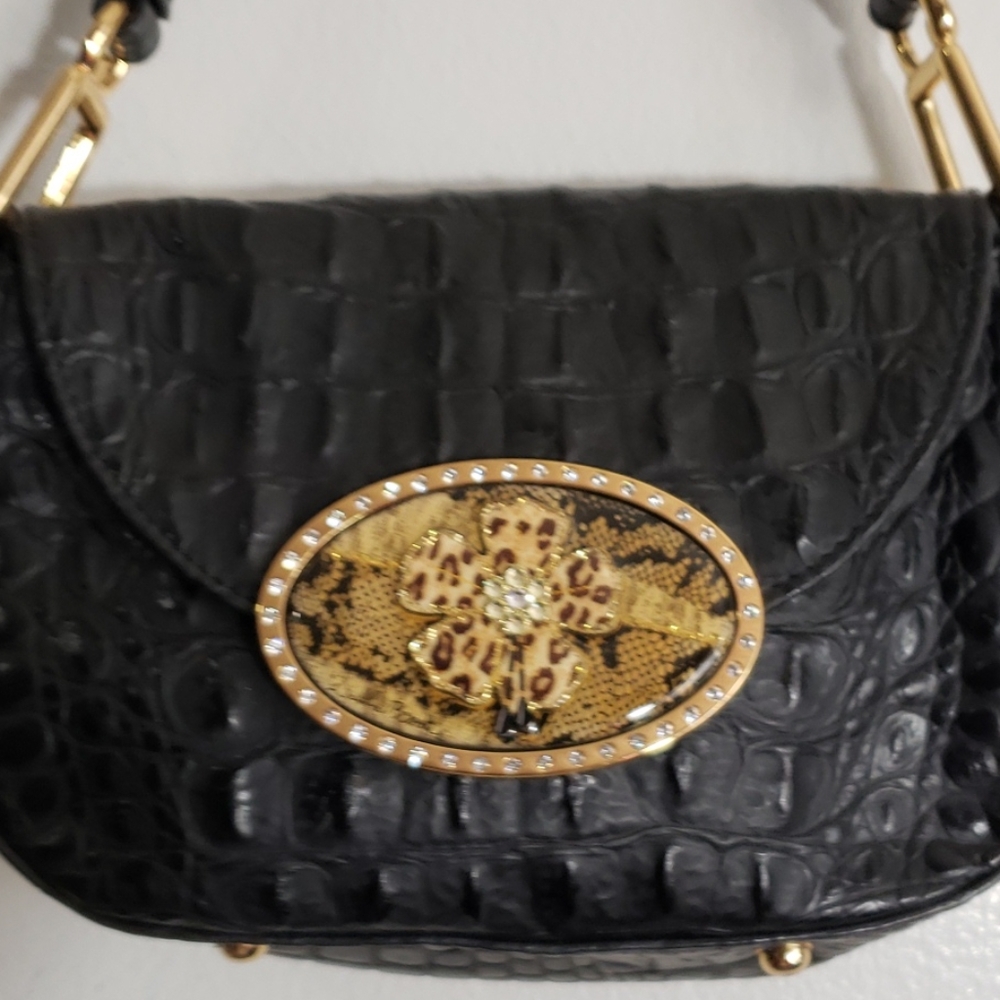 DEBBIE BROOKS CROC EMBOSSED LEATHER MINI BAG - Picture 7 of 9